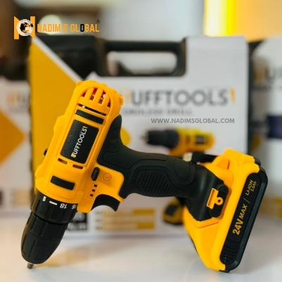 Picture of TUFFTOOLS KFK 24V Cordless Impact Drill Machine 10mm Brushed Motor with 2pcs Li-ion Rechargeable Batteries – Portable Electric Hand Drill & Screwdriver Kit-Screwgun