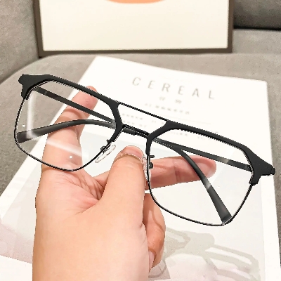 Picture of Luxury Brand Double Beam Frame Anti-blue Light Transparent Computer Glasses Women Men Sunglasses UV400 Flat Mirror Eyeglasses