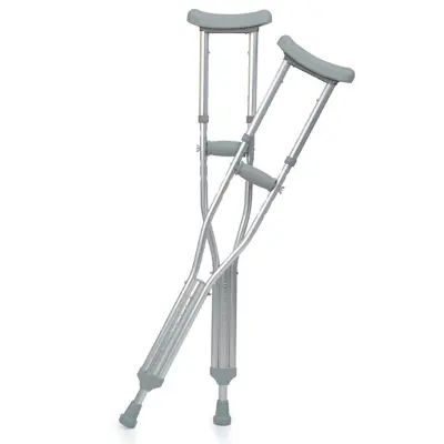 Picture of Adjustable Adult Crutches Under Arm Aluminum Alloy Push Button with Filling Hand Grip Arm Crutch for Walking
