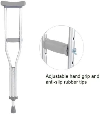 Picture of Adjustable Adult Crutches Under Arm Aluminum Alloy Push Button with Filling Hand Grip Arm Crutch for Walking