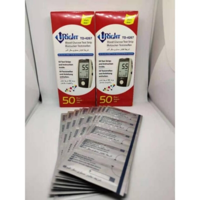 Picture of URight Blood Glucose Test Strips Foil Pack TD-4267 25 & 50  pcs Foil Pack