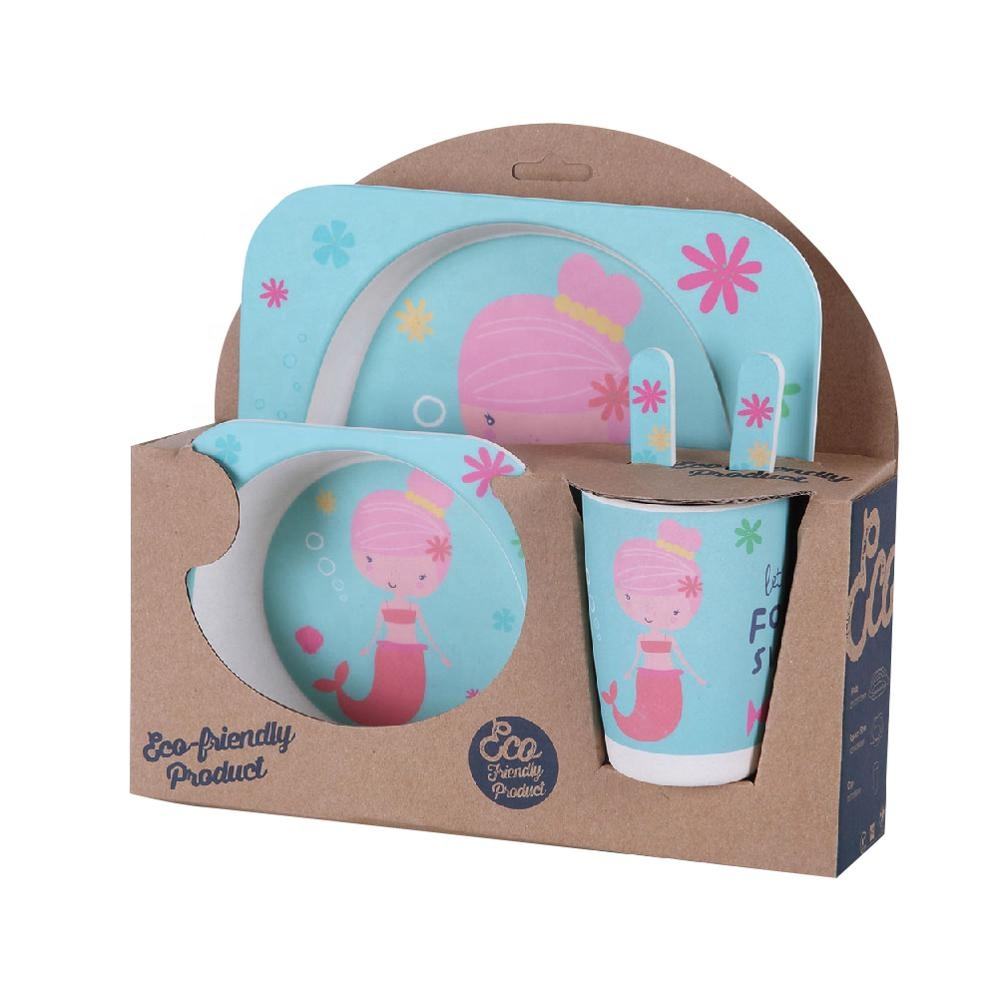 Picture of 5pcs Cute Animal Design Set of 5pcs Custom Baby Bamboo Fiber Dinnerware Sets