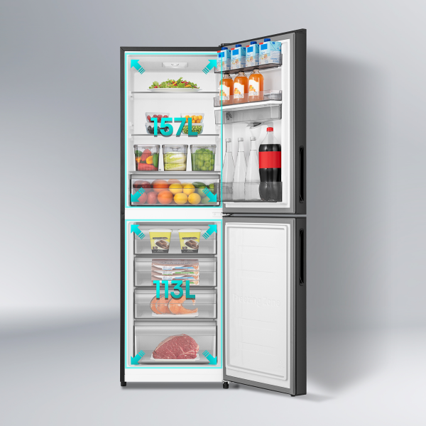 Picture of Hisense 270 Lliter Bottom Mount  Inverter Glass Door with Dispenser Refrigerator Mirror Black (RB1G266NM)