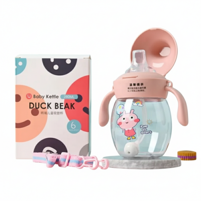 Picture of Pig Training Sippy Cup with Handles 280ml | Free Anti-Spill Toddler Water/Milk Bottle Feeder | Transition Cup for 6 Months+