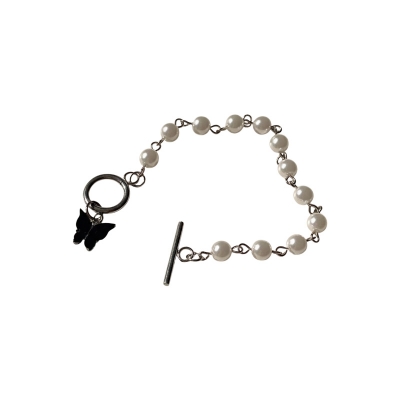 Picture of White Pearl Butterfly Bracelet for Women Fashion