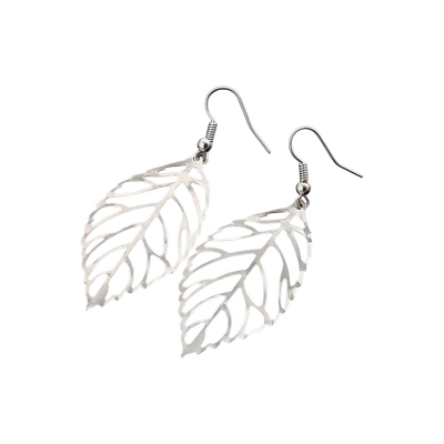 Picture of Hot Fashion Jewelry Hollow Metal Leaves Dangling Long Statement Drop Earrings For Women Bijoux - Ear Ring