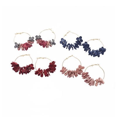 Picture of Fashion Floral Design Flower Petel Hoop Earrings