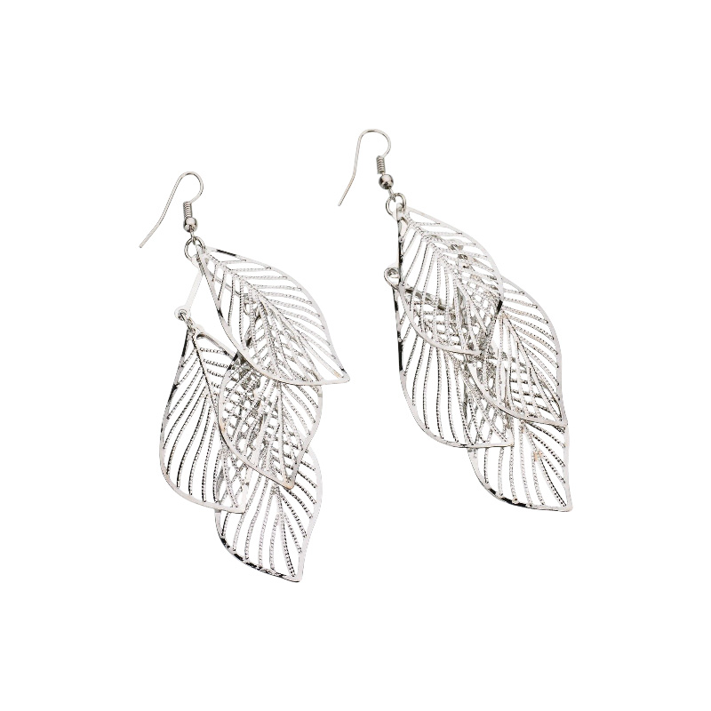 Picture of Hollow metal leaf earrings for women's fashion