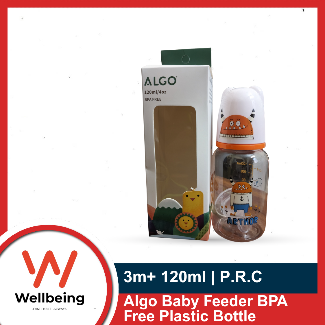 Picture of Baby Feeder Algo BPA Free Plastic Bottle with Silicone Nipple 120ml Picture of Baby Feeder Algo BPA Free Plastic Bottle with Silicone Nipple 120ml