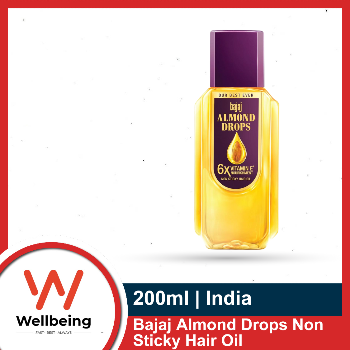 Picture of Bajaj Almond Drops Non Sticky Hair Oil 200ml / 100ml | India Picture of Bajaj Almond Drops Non Sticky Hair Oil 200ml / 100ml | India