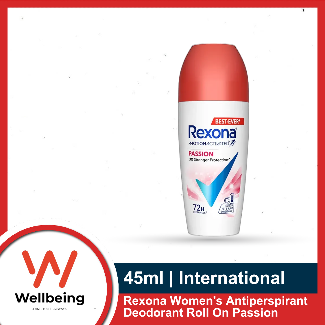 Picture of Rexona Women's Antiperspirant 72H Deodorant Roll On Passion 45ml