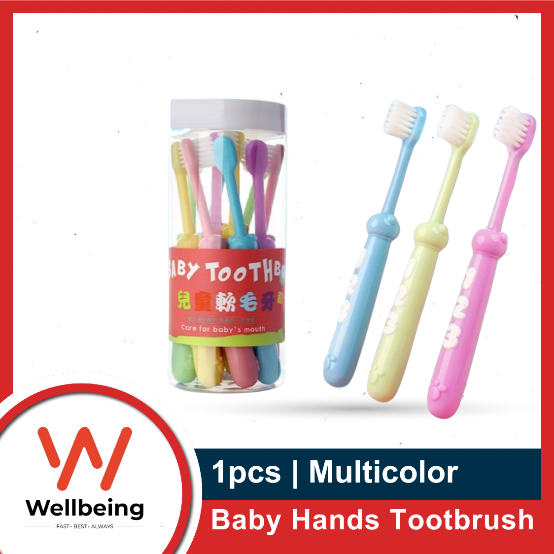Picture of 1pcs Kids Hands Toothbrush Kids Toothbrush Soft Bristle Toothbrush for Kids Colorful Letter Kids Toothbrush Rubberized Handle Toothbrush for Kids 6-12 Years Old Boys and Girls