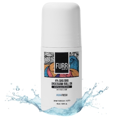 Picture of FURR 4% AHA BHA Underarm Roll On with Kojic Acid | 40ml | Aqua Fresh Fragrance | Helps Reduce Pigmentation, Prevents Body Odour & Brightens Skin | Dermatologically Tested | Antiperspirant