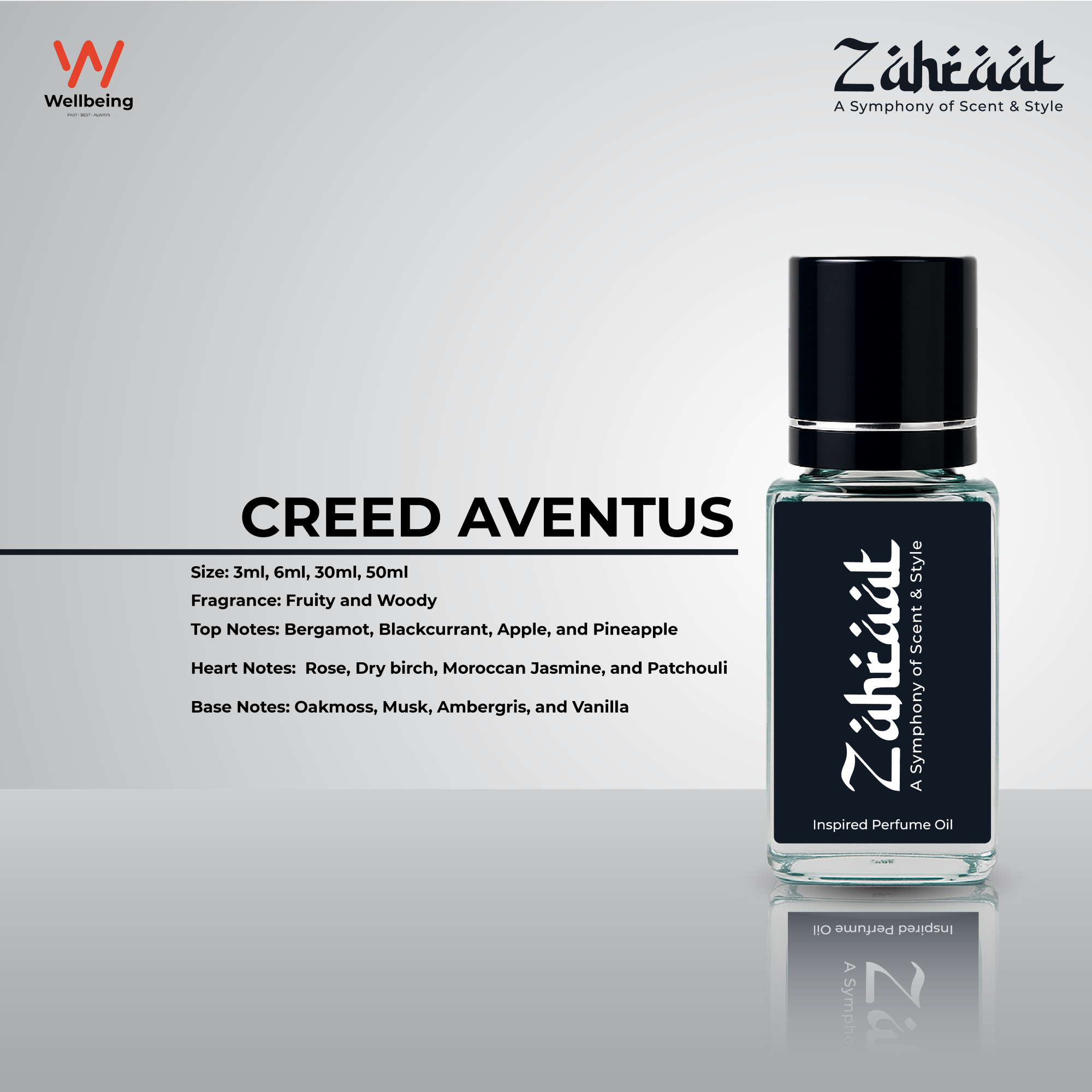 Picture of Zahraat Creed Aventus Attar/Ator 3ml Long Lasting Halal Perfume Oil
