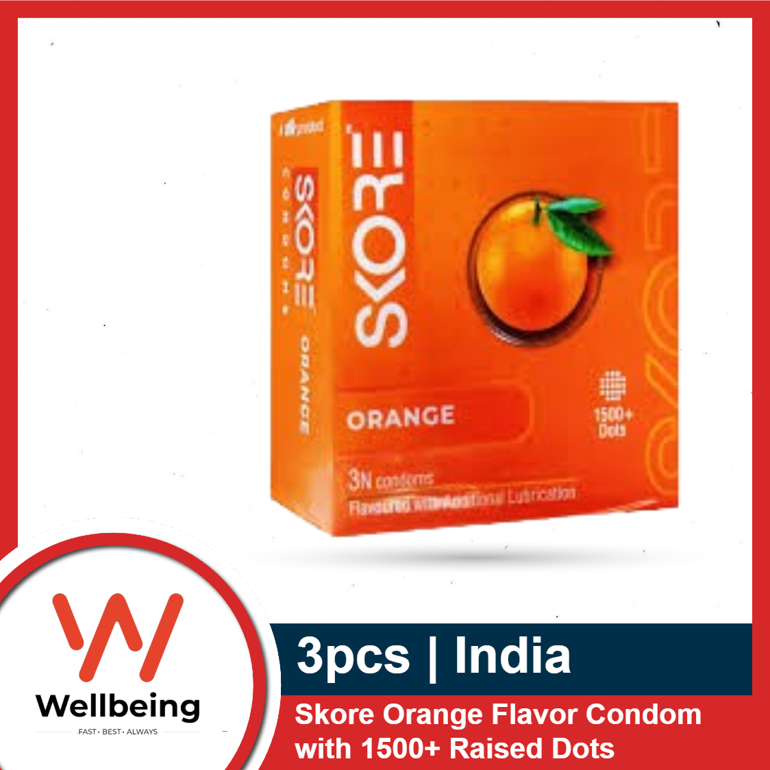 Picture of Skore Condom for Men Orange Flavor Condom 3pcs Pack with 1500+ Raised Dots | India