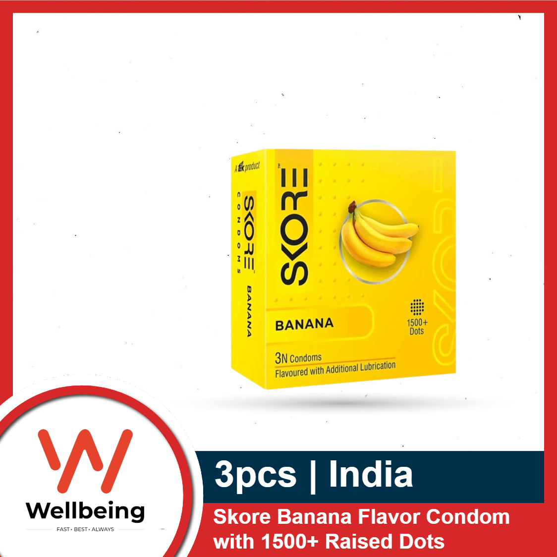 Picture of Skore Condom for Men Banana Flavor Condom 3pcs Pack with 1500+ Raised Dots | India