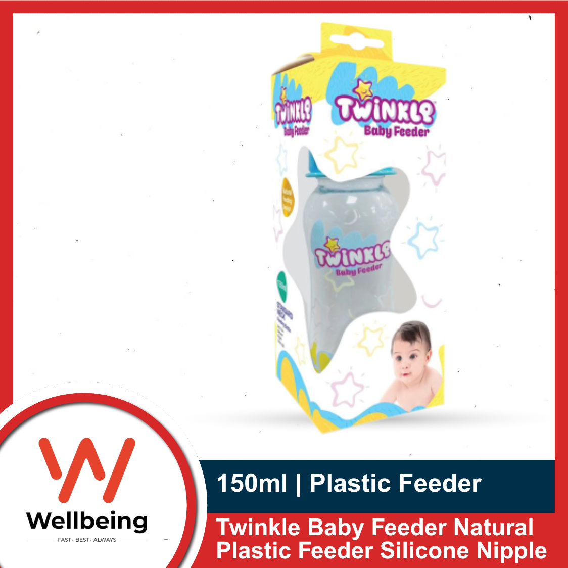 Picture of Twinkle Baby Feeder 150ml Natural Plastic Feeder Silicone Nipple