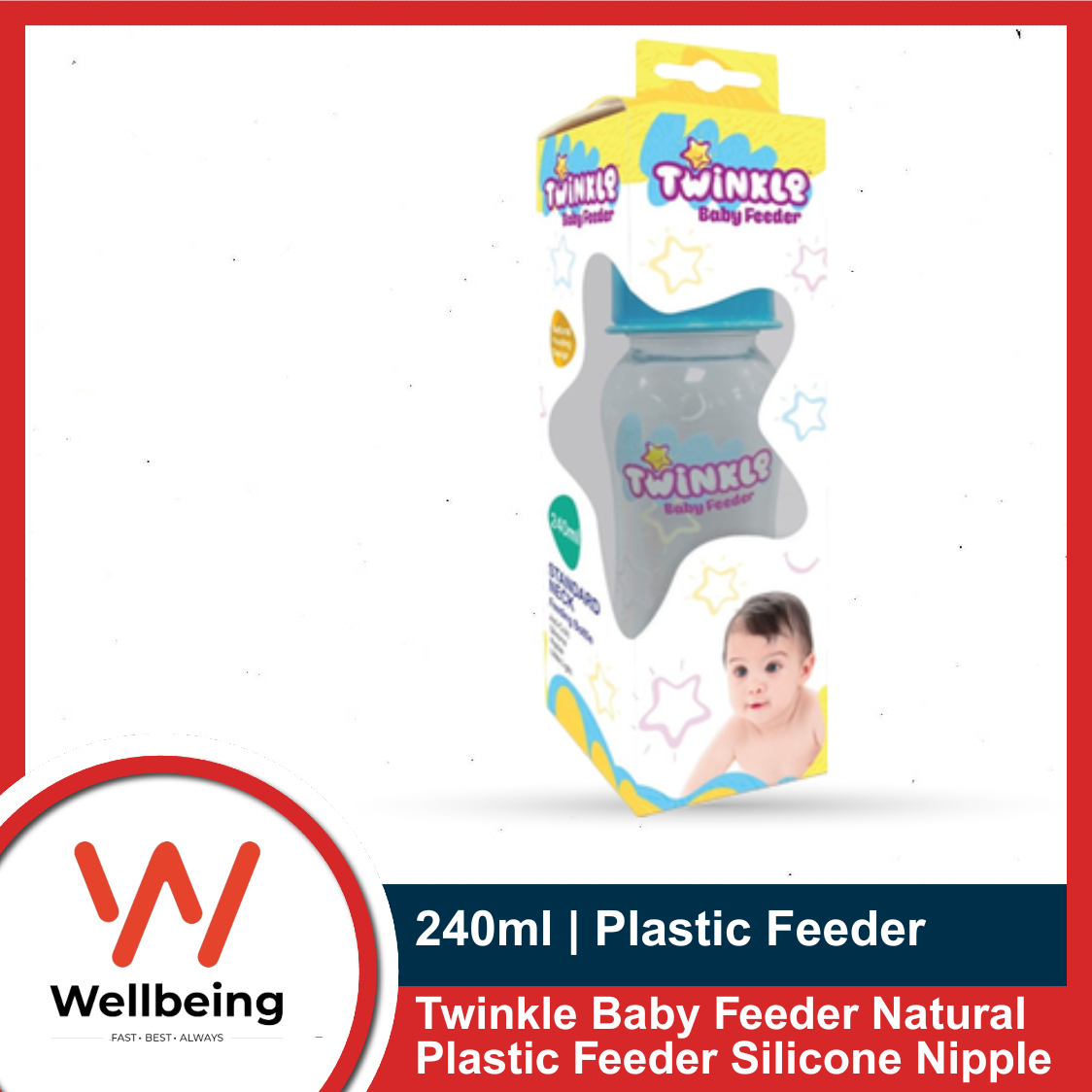 Picture of Twinkle Baby Feeder 240ml Natural Plastic Feeder Silicone Nipple