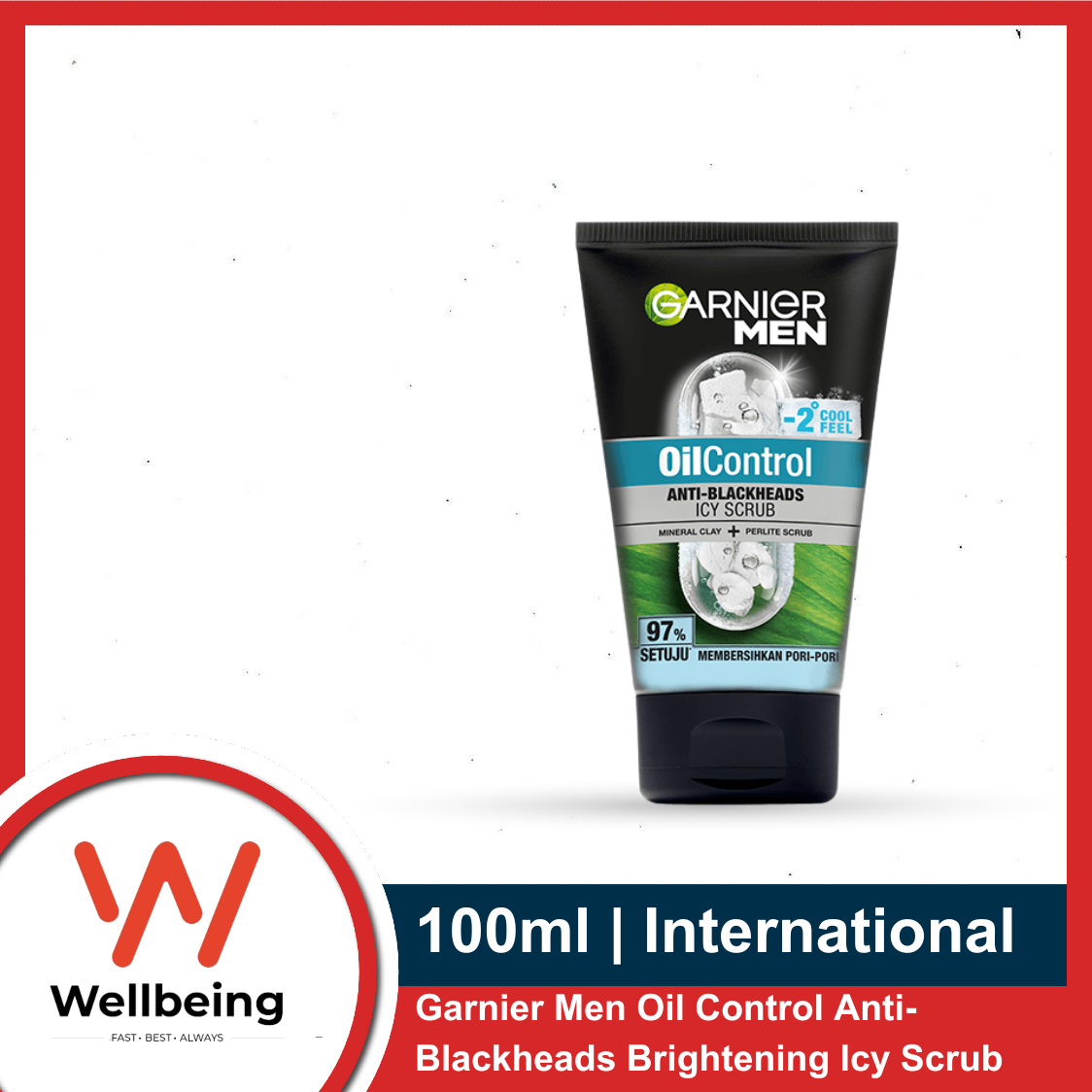 Picture of Garnier Men Oil Control Anti-Blackheads Brightening Icy Scrub 100ml | Indonesia