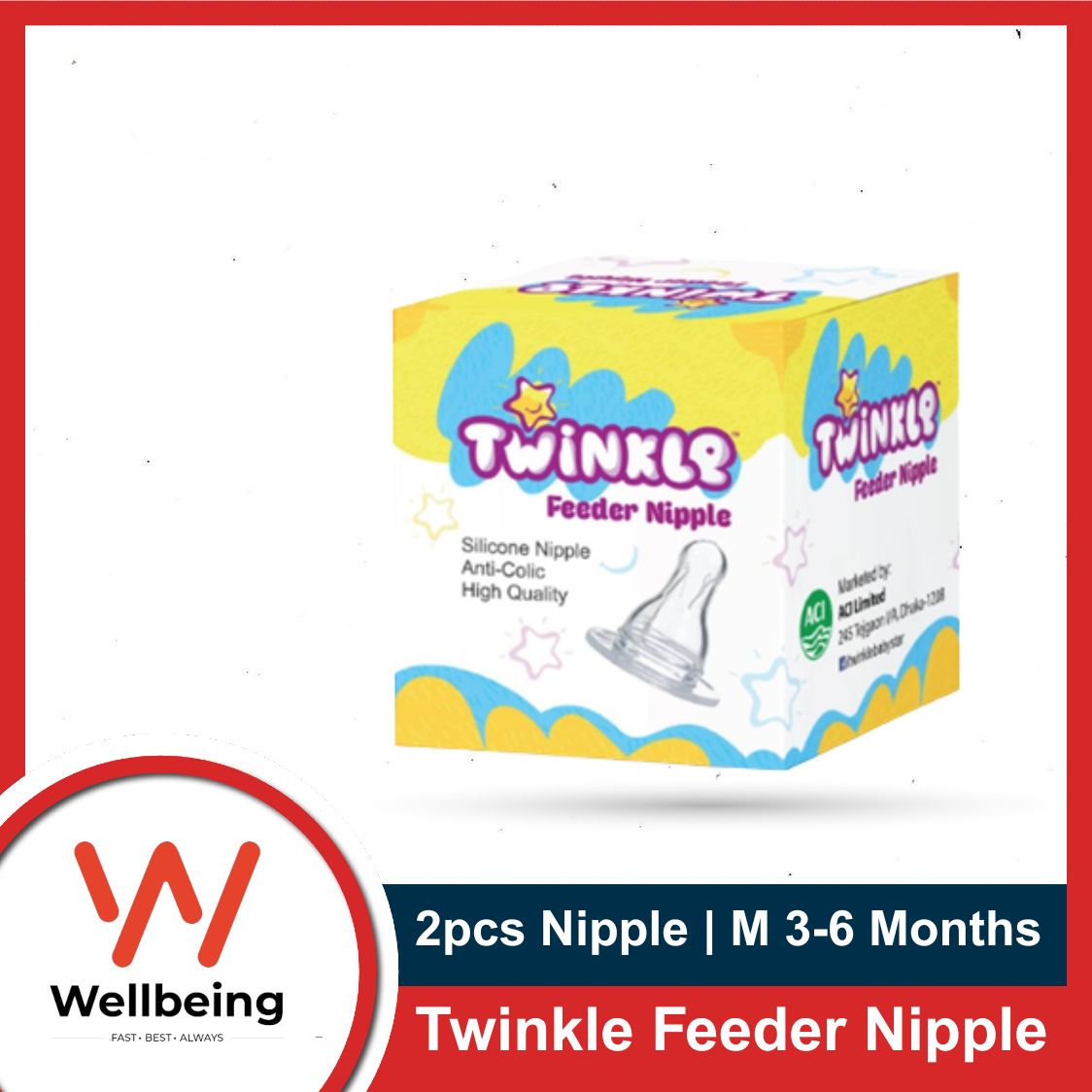 Picture of Twinkle Feeder Nipple Medium 3 to 6 Months 2pcs