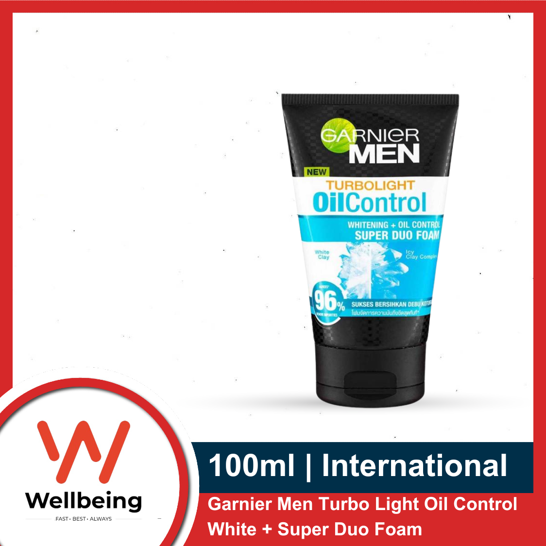 Picture of Garnier Men Facewash Turbo Light Oil Control White + Super Duo Foam 100ml | Indonesia