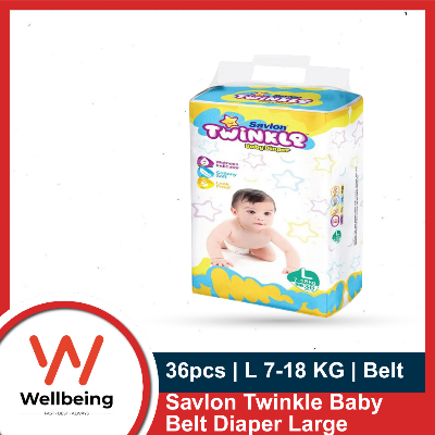 Picture of Savlon Twinkle Baby Belt Diaper Large 7-18 KG 36pcs