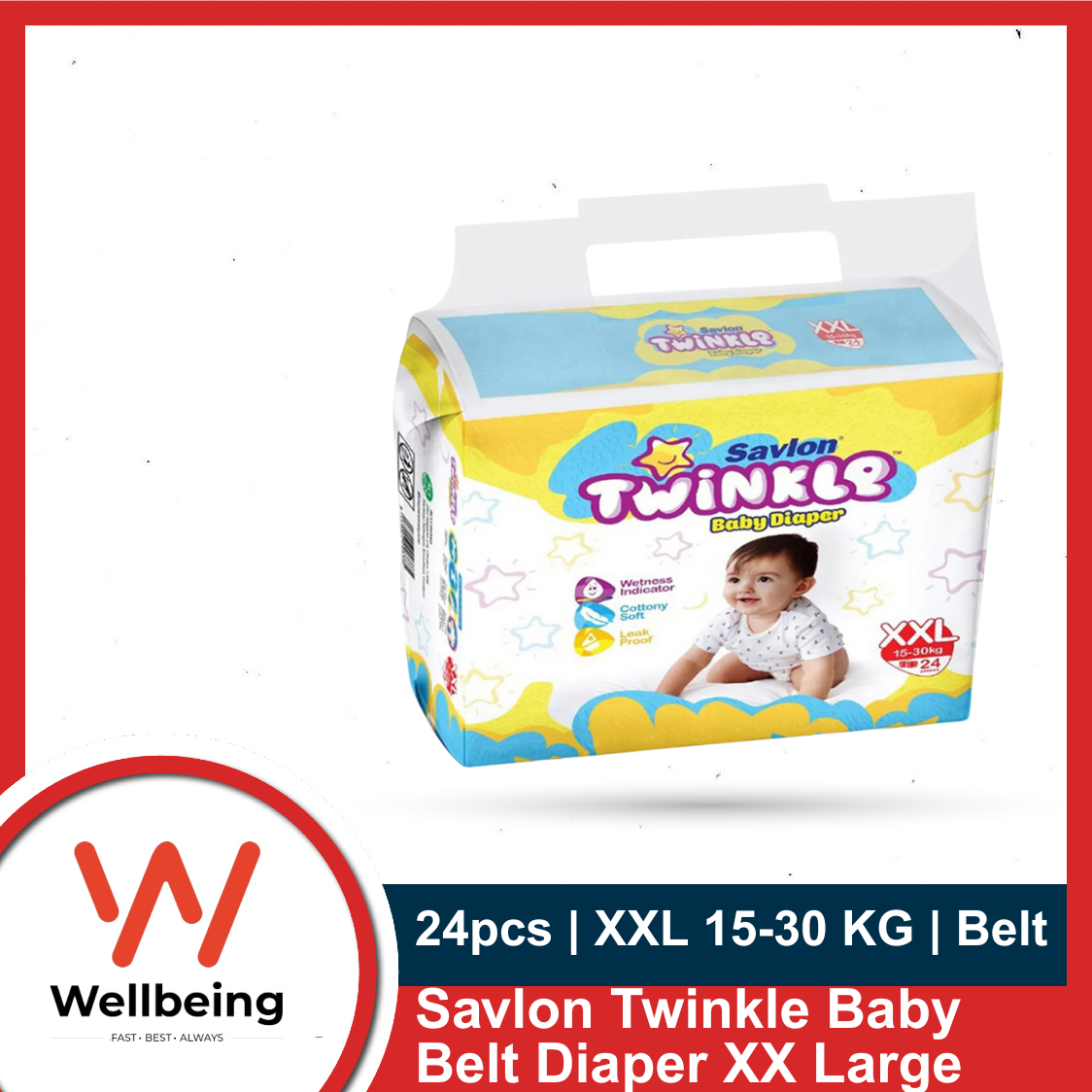 Picture of Savlon Twinkle Baby Belt Diaper Extra Extra Large 15-30 KG 24pcs