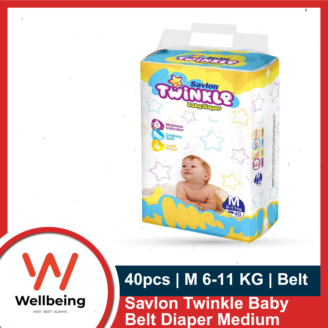 Picture of Savlon Twinkle Baby Belt Diaper Medium 6-11 KG 40pcs