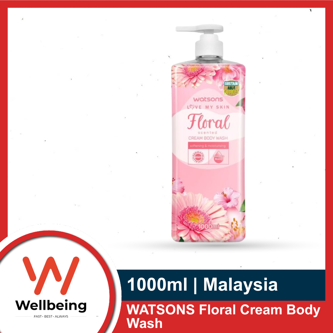 Picture of WATSONS Floral Cream Body Wash 1000ml | Product of Malaysia