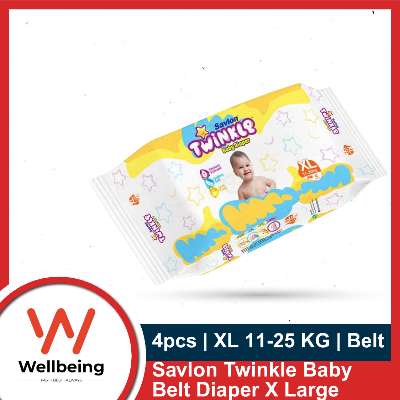 Picture of Savlon Twinkle Baby Belt Diaper Extra Large 11-25 KG 4pcs