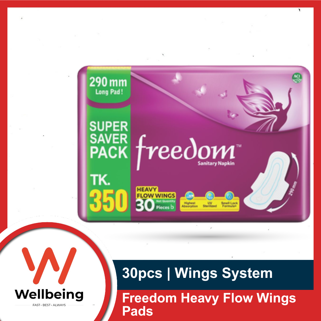Picture of Freedom Heavy Flow Wings 30 Pads