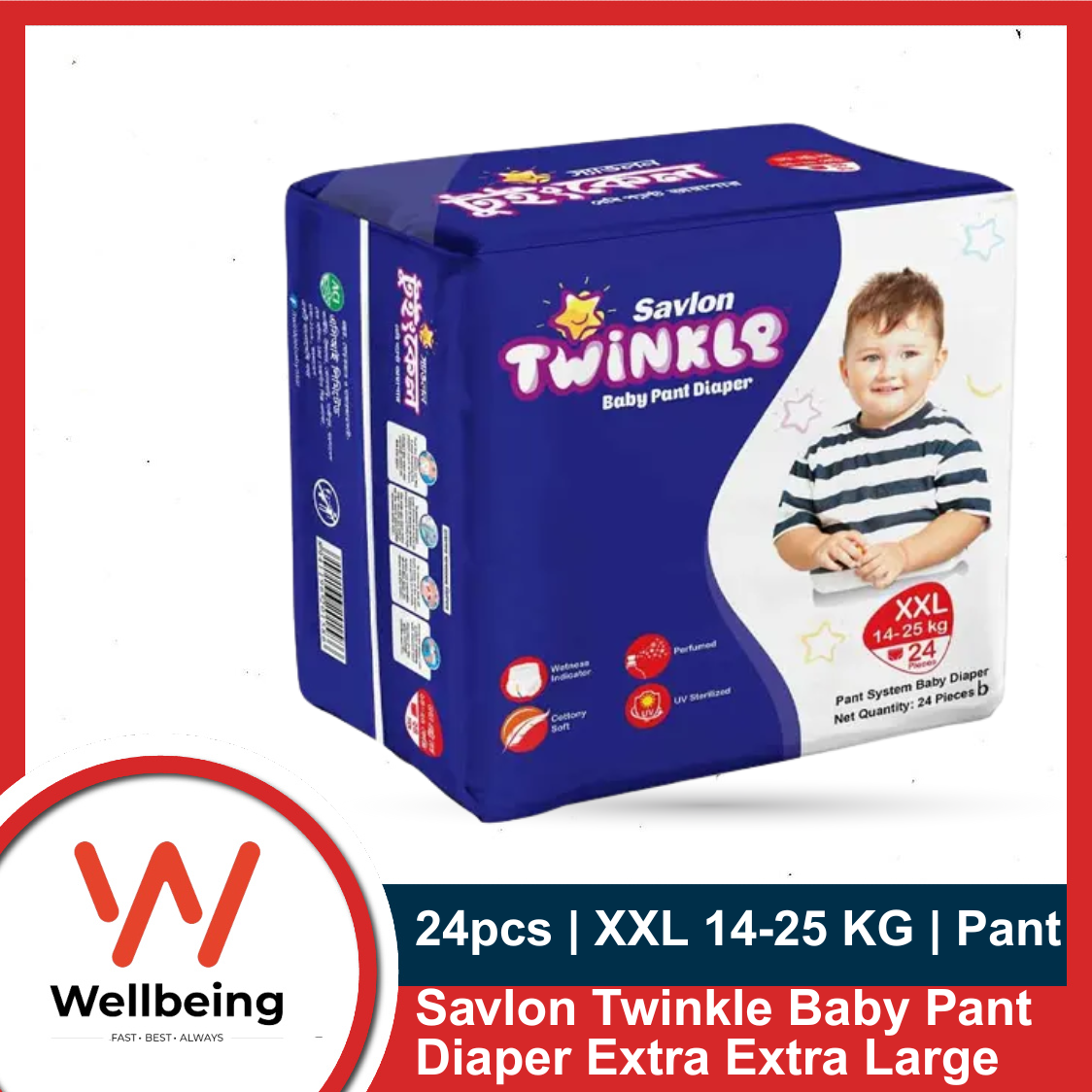 Picture of Savlon Twinkle Baby Pant Diaper Extra Extra Large 14-25 KG 24 pcs