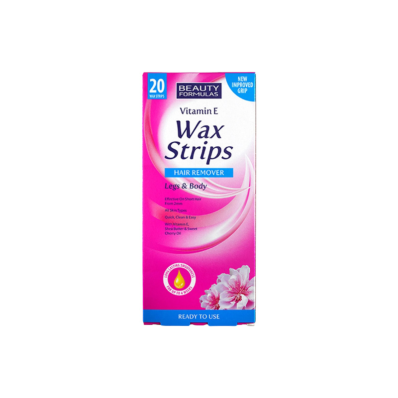 Picture of Beauty Formulas Vitamin E Hair Removal Legs & Body Wax Stripes- 20 Wax Stripes