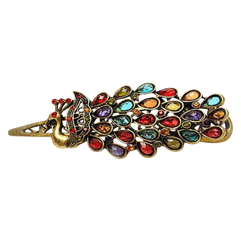 Picture of Inlaid Colourful peacock retro hair clip for women