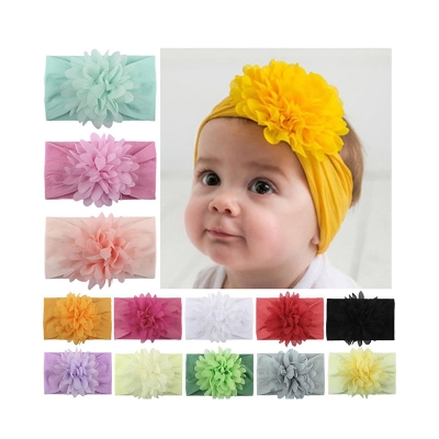 Picture of Baby Girls Nylon Headbands Chiffon Flowers Fashionable Hairbands for Hair- 1 Piece