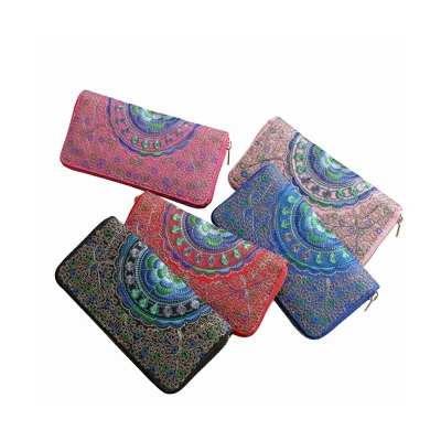 Picture of Women PU leather purse embroidery floral wallet with zipper card holder for women fashion - Wallet