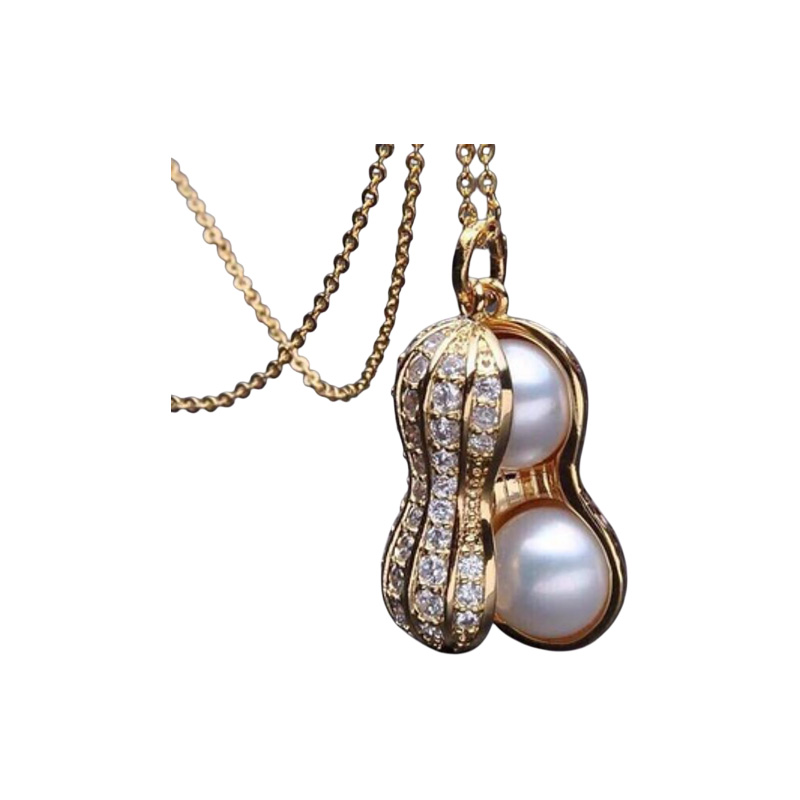 Picture of Freshwater Pearl Jewelry Steadily Rising Peanut Pendant Short Korean Necklace Clavicle Chain - Necklace For Girls - Necklace For Girls - Necklace