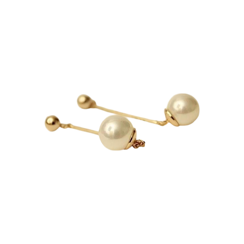 Picture of Long pearl earrings classic gold-plated pearl drop earrings for women's fashion