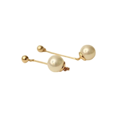 Picture of Long pearl earrings classic gold-plated pearl drop earrings for women's fashion