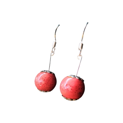 Picture of Retro Craft Jewelry Ceramic Jewelry Color Earrings different shape cherry stud earring