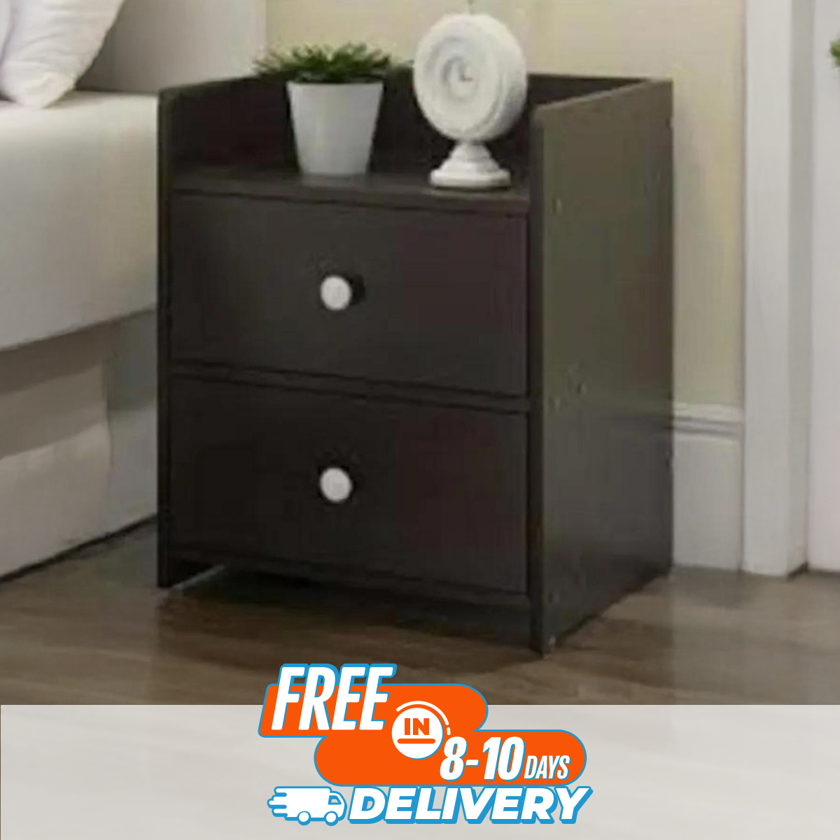 Picture of Progressive - Bed Side Table with Two Large Drawer Size- L16 + W16 + H24 Inch by Best Quality Furniture - Furniture & Decor