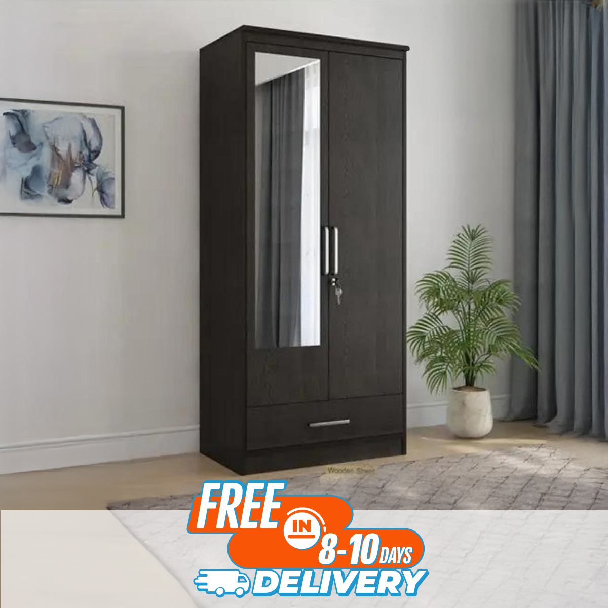 Picture of Highly Vital - Modern Two Doors Almirah with One Side Mirror by Best Quality Furniture - Furniture & Decor - Modern and Trendy