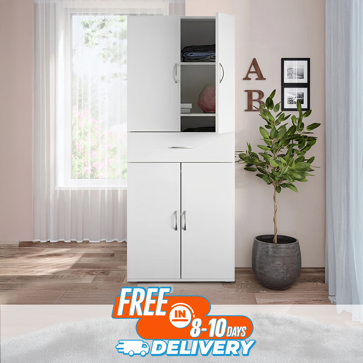 Picture of Unique Design 4 Door Almirah with Locker Drawer/ Bedroom Furniture Wardrobe/ Cloth Storage Cabinet by Best Quality Furniture