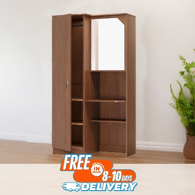 Picture of Modern Single Door Almirah and Two Shelves With Mirror | Book Shelf | Shelves | Mirror by Best Quality Furniture - Minimalistic Sophistication