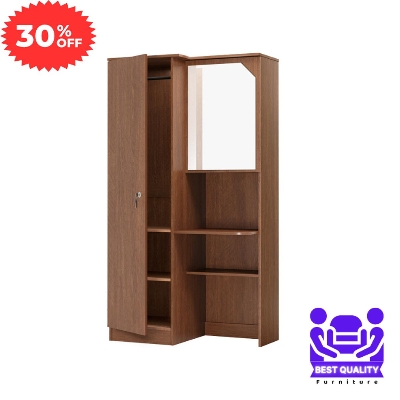 Picture of Modern Single Door Almirah and Two Shelves With Mirror | Book Shelf | Shelves | Mirror by Best Quality Furniture - Minimalistic Sophistication