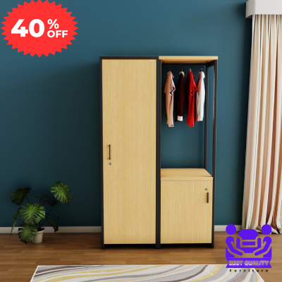 Picture of Newfangled - Single Door Wardrobe with Large Cabinet & Cloth Stand by Best Quality Furniture - Furniture & Decor - Modern and Trendy