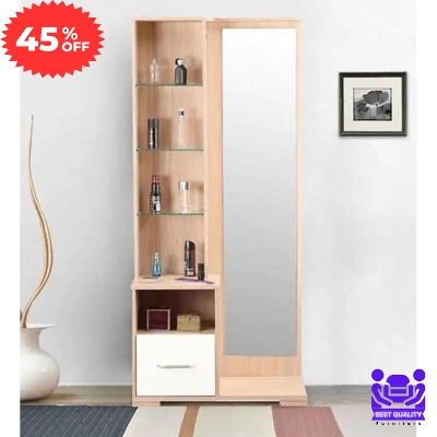 Picture of Nifty Niche - Bedroom Full Mirror Dressing Table with Shelf & Side Drawer - Best Quality Furniture - Furniture & Decor- Vibes