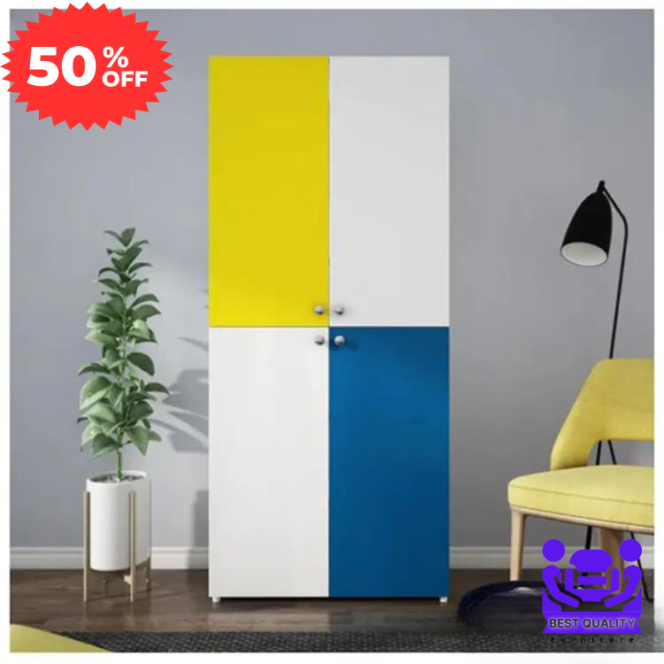 Picture of Stylish 4 Door Storage Organizer Almirah for Living Room & Bedroom | Multipurpose Wardrobe for Kids Clothes Shelf Storage Cabinet