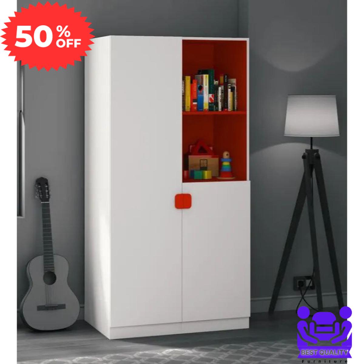 Picture of Unique Design 2 Door Almirah with Open Shelf & Inner Locker Drawer/ Bedroom Furniture Wardrobe/ Cloth Storage Cabinet/ display shelf