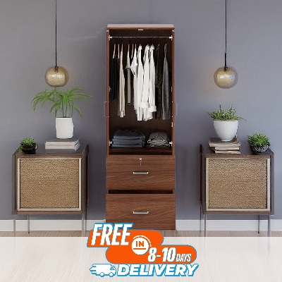 Picture of 2 Part Almirah with coat hanger shelf & 2 Locker Drawer Alamary / Laminated Board Wardrobe2 Door Almira - Best Quality Furniture